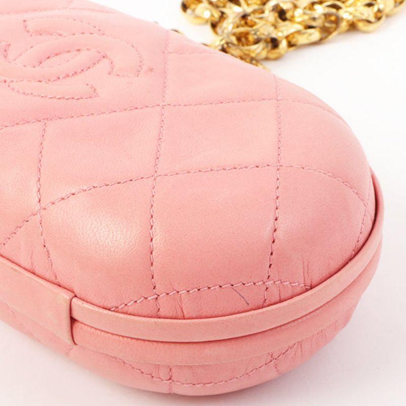 Chanel Around 1992 Made Cc Mark Stitch Metal Clasp Mini Chain Shoulder Bag Pink 9
