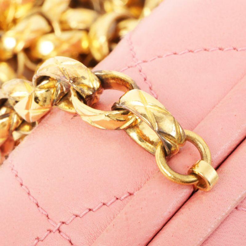 Chanel Around 1992 Made Cc Mark Stitch Metal Clasp Mini Chain Shoulder Bag Pink 13