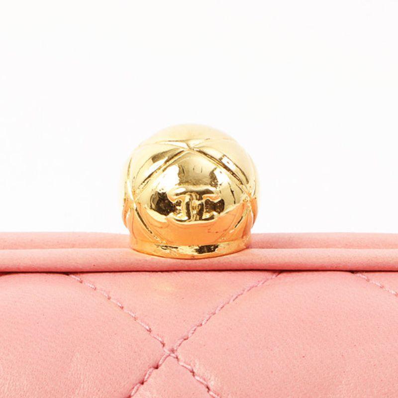 Chanel Around 1992 Made Cc Mark Stitch Metal Clasp Mini Chain Shoulder Bag Pink 15