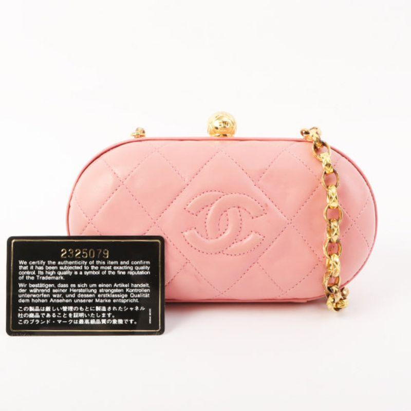 Chanel Around 1992 Made Cc Mark Stitch Metal Clasp Mini Chain Shoulder Bag Pink 16
