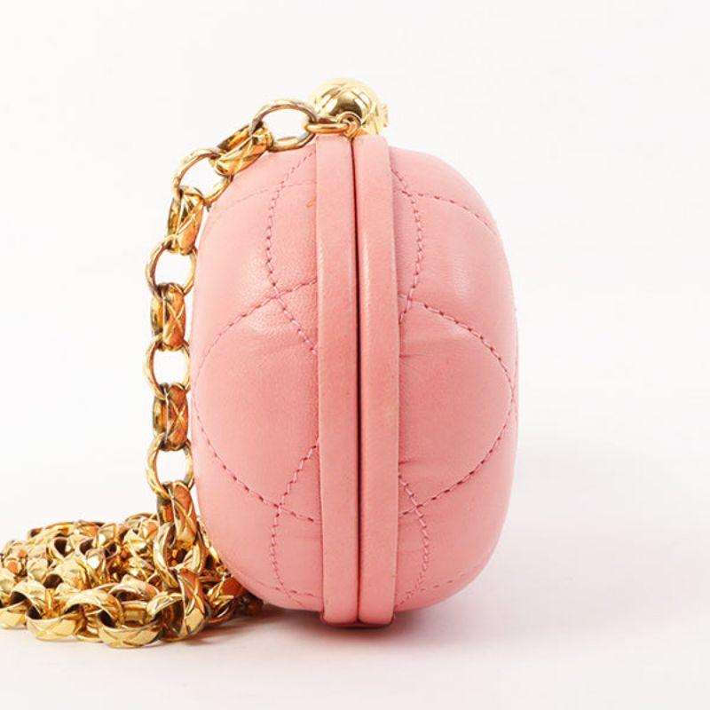 Women's Chanel Around 1992 Made Cc Mark Stitch Metal Clasp Mini Chain Shoulder Bag Pink