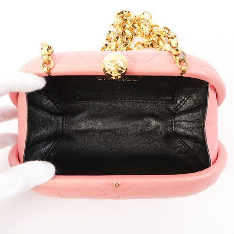 Chanel Around 1992 Made Cc Mark Stitch Metal Clasp Mini Chain Shoulder Bag Pink 2