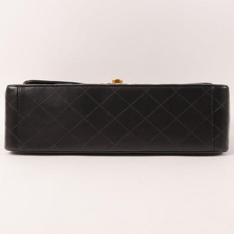 Chanel Around 1992 Made Classic Flap Chain Bag Maxi Black For Sale 6