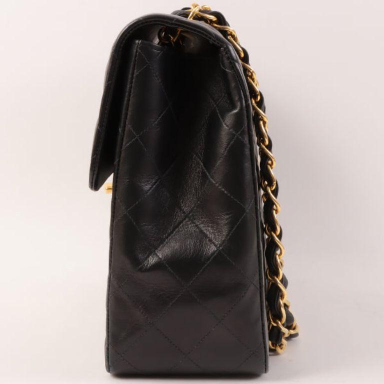 Chanel Around 1992 Made Classic Flap Chain Bag Maxi Black For Sale 1