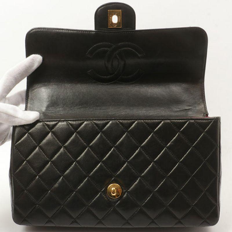 Chanel Around 1992 Made Classic Flap Handbag with Micro Bag Black For Sale 9