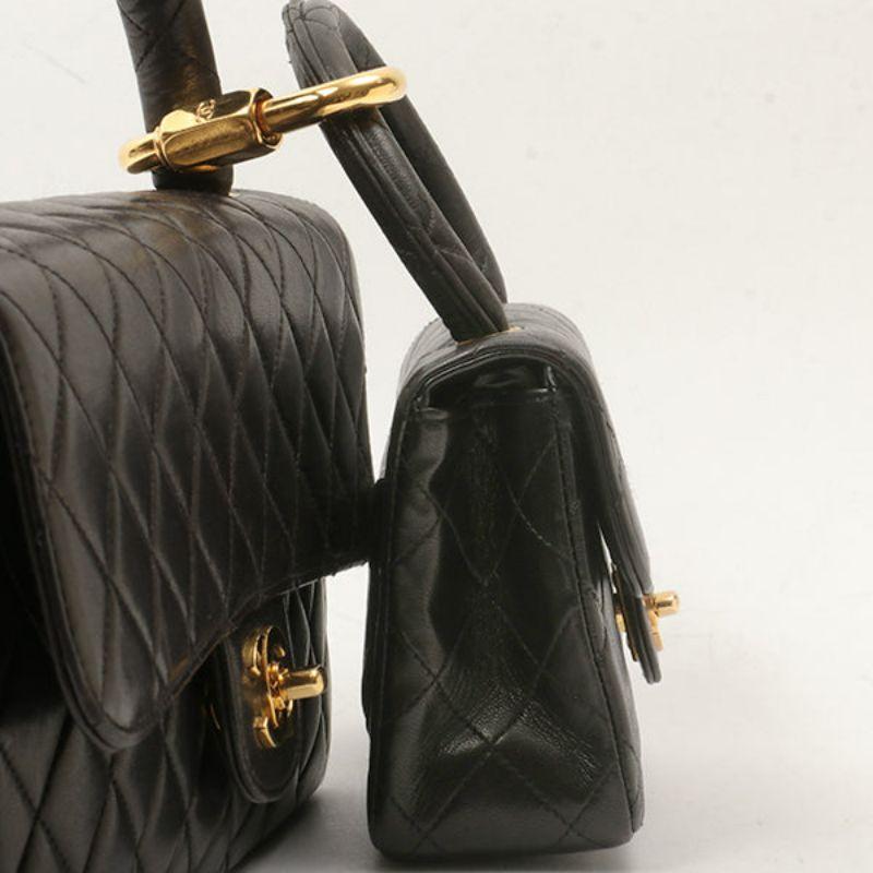 Chanel Around 1992 Made Classic Flap Handbag with Micro Bag Black For Sale 12