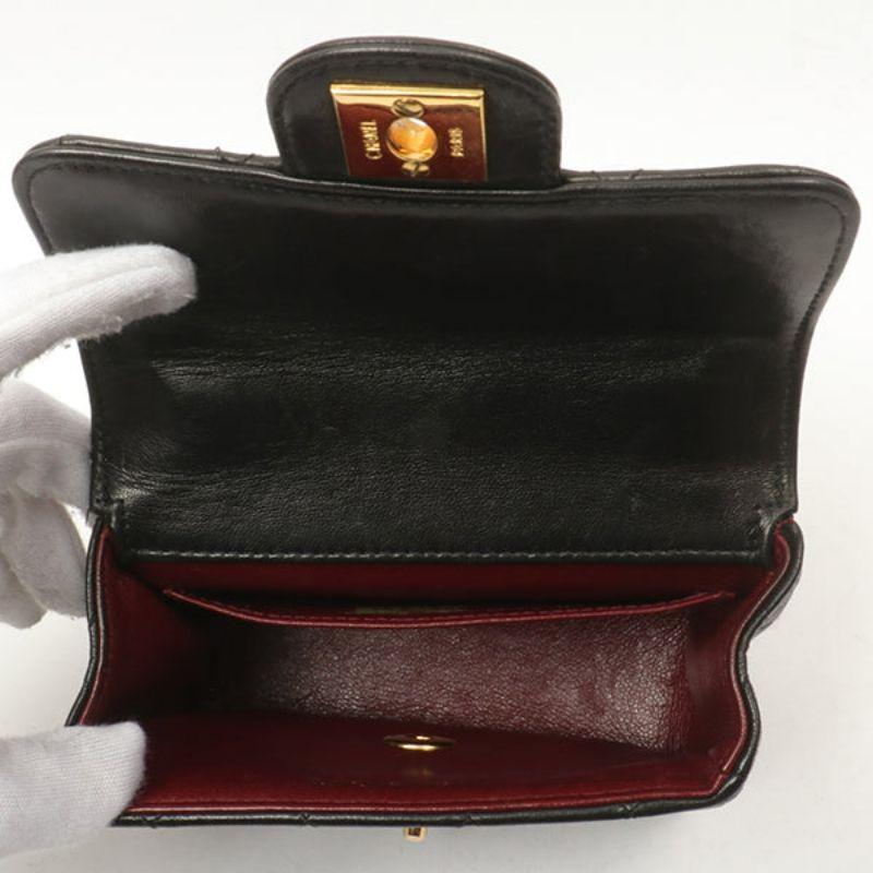 Chanel Around 1992 Made Classic Flap Handbag with Micro Bag Black For Sale 15