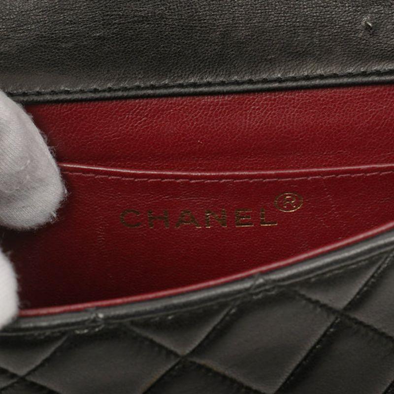 Chanel Around 1992 Made Classic Flap Handbag with Micro Bag Black For Sale 16