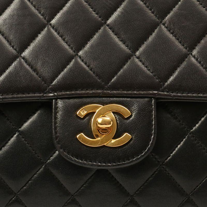 Chanel Around 1992 Made Classic Flap Handbag with Micro Bag Black For Sale 3