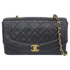Chanel Around 1992 Made Diana Flap Chain Borsa 23Cm Nero
