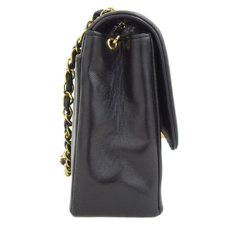 Chanel Around 1992 Made Mademoiselle Stitch Classic Flap Chain Bag 25Cm Black In Good Condition For Sale In London, GB