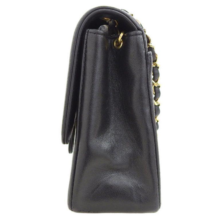 Women's Chanel Around 1992 Made Mademoiselle Stitch Classic Flap Chain Bag 25Cm Black For Sale