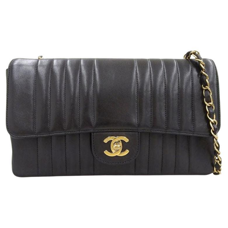 Chanel Around 1992 Made Mademoiselle Stitch Classic Flap Chain Bag 25Cm Black For Sale