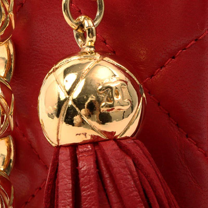 Chanel Around 1992 Made Turn-Lock Fringe Bijoux Chain Bag Red 9