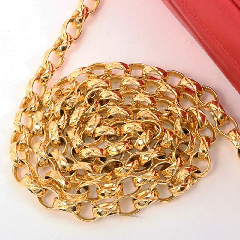 Chanel Around 1992 Made Turn-Lock Fringe Bijoux Chain Bag Red 10