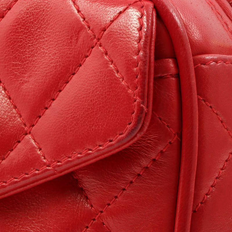 Chanel Around 1992 Made Turn-Lock Fringe Bijoux Chain Bag Red 13