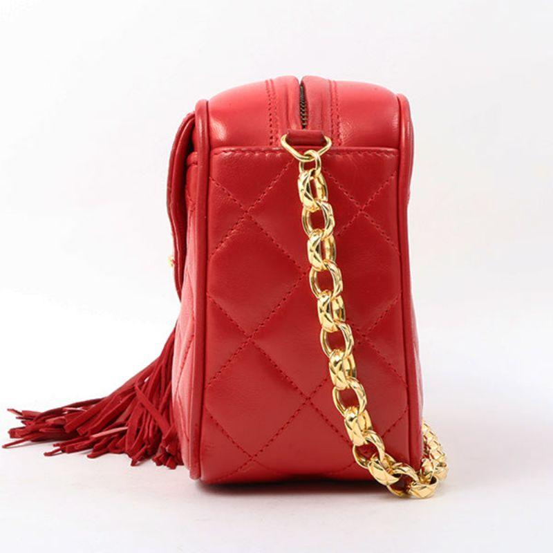 Women's Chanel Around 1992 Made Turn-Lock Fringe Bijoux Chain Bag Red