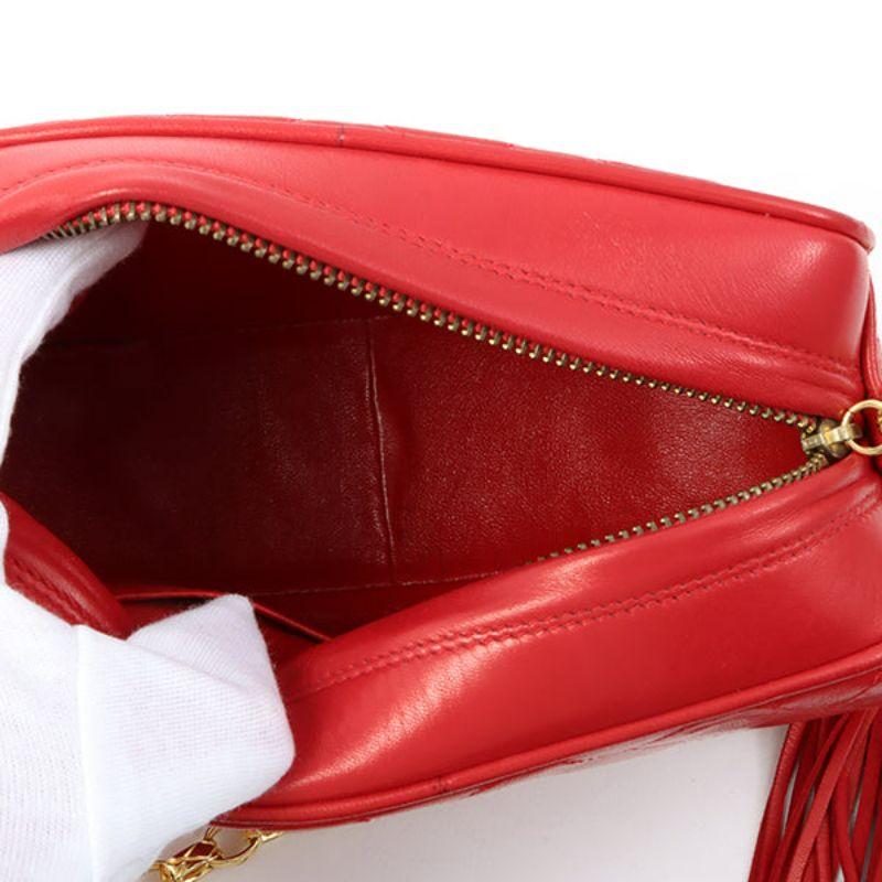 Chanel Around 1992 Made Turn-Lock Fringe Bijoux Chain Bag Red 2