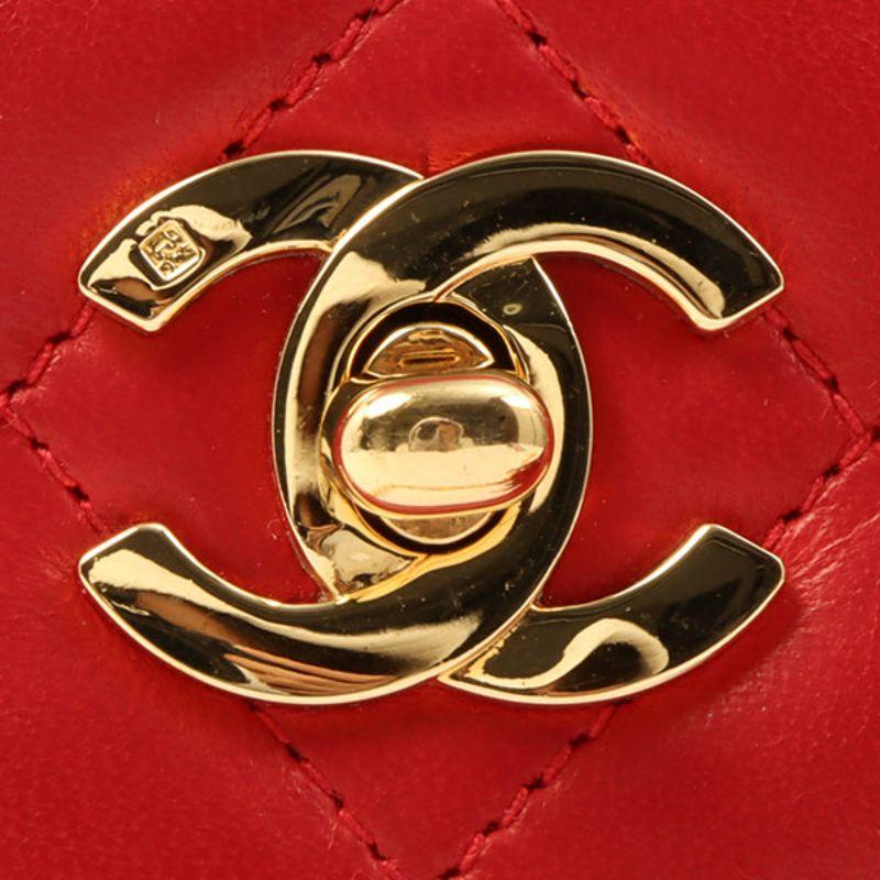 Chanel Around 1992 Made Turn-Lock Fringe Bijoux Chain Bag Red 4