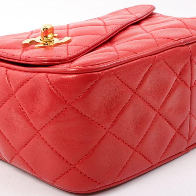 Chanel Around 1992 Made Turn-Lock Fringe Bijoux Chain Bag Red 5
