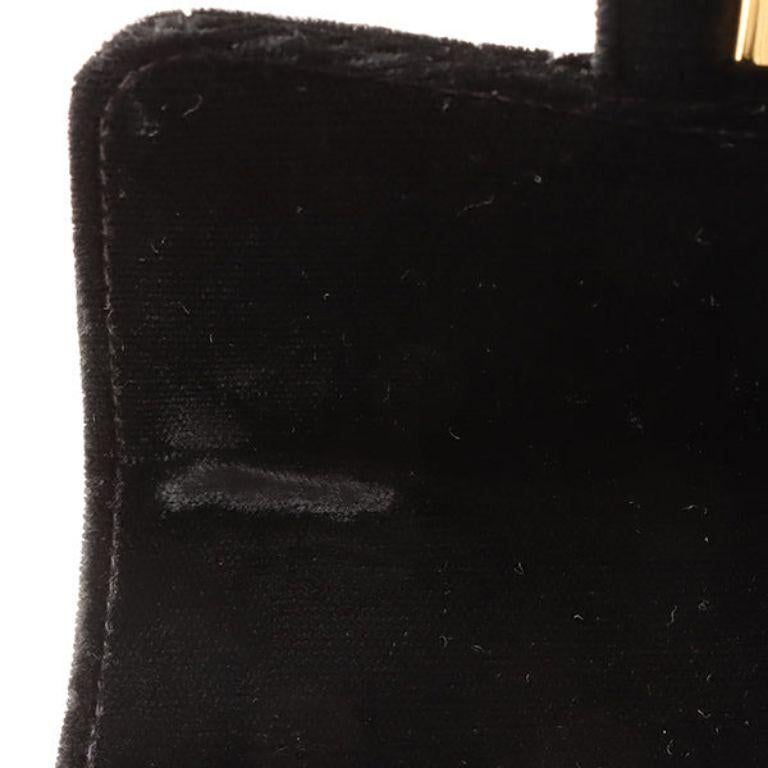 Chanel Around 1992 Made Velour Classic Flap Top Handle Bag Mini Black For Sale 11