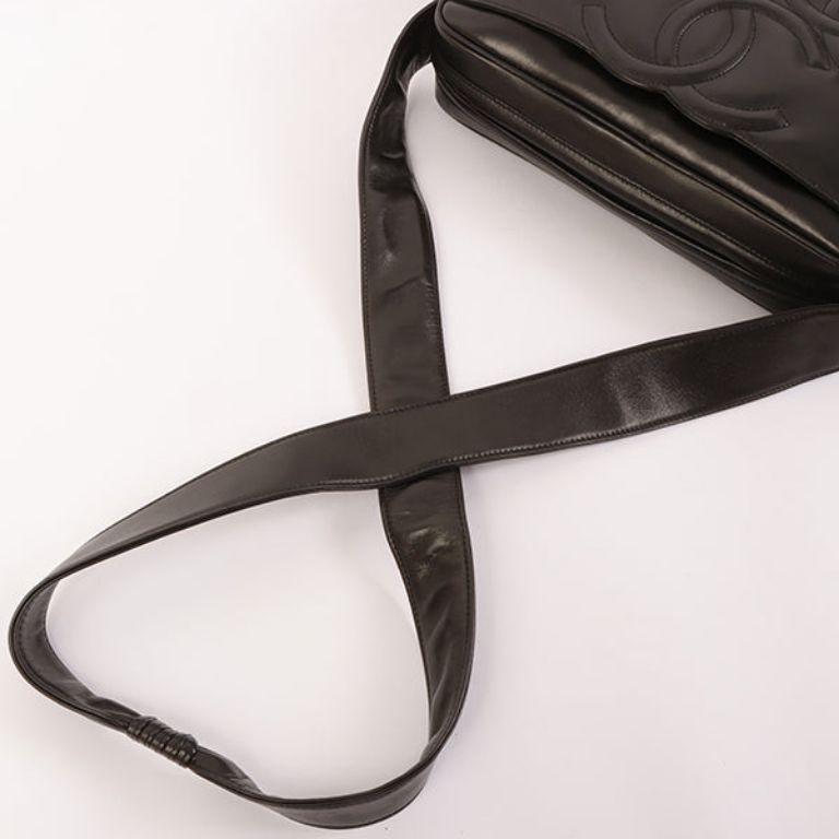 Chanel Around 1995 Made 3 CC Mark Stitch Fringe Shoulder Bag Black For Sale 7