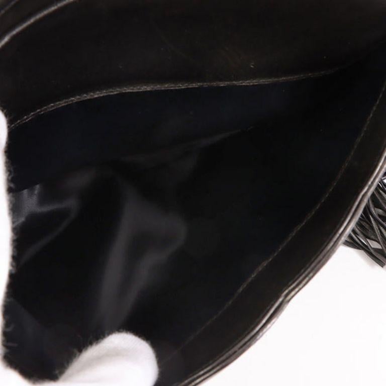 Chanel Around 1995 Made 3 CC Mark Stitch Fringe Shoulder Bag Black For Sale 9