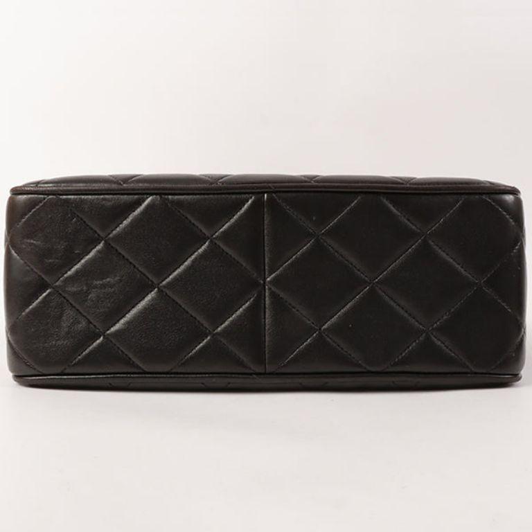 Chanel Around 1995 Made Big CC Mark Plate Square Shoulder Bag Black 6