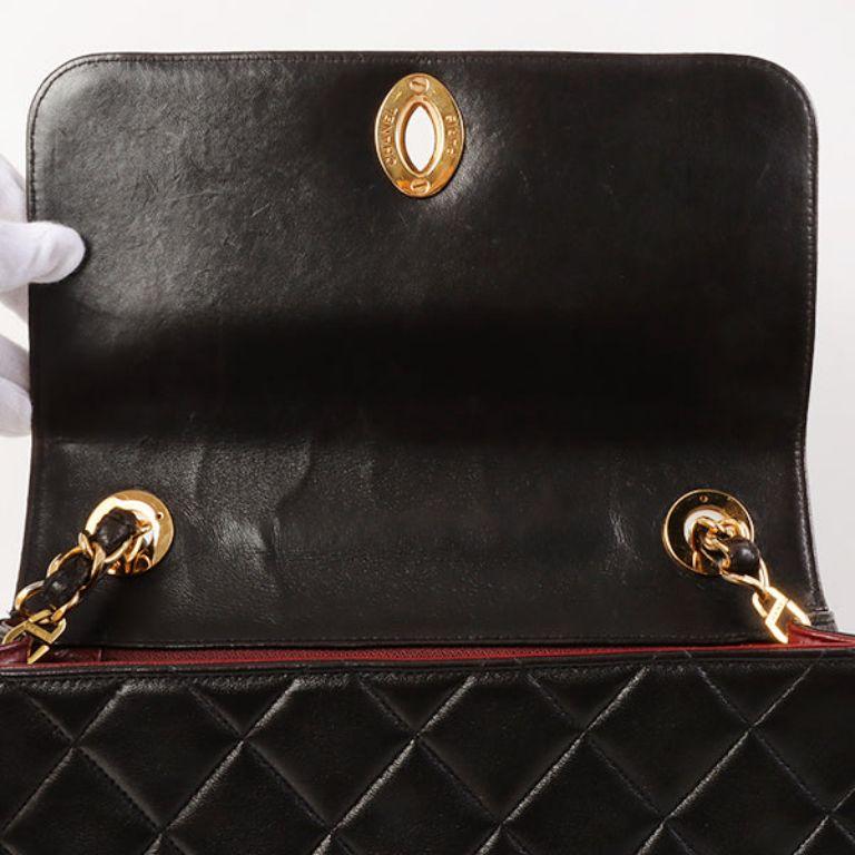 Chanel Around 1995 Made Big CC Mark Plate Square Shoulder Bag Black 7