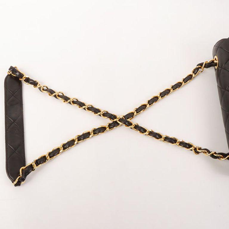 Chanel Around 1995 Made Big CC Mark Plate Square Shoulder Bag Black 9