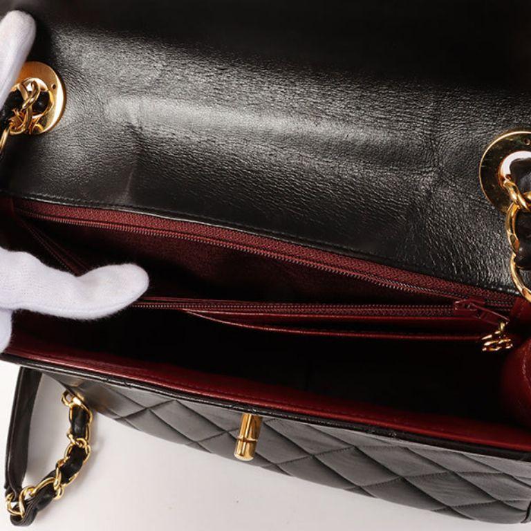 Chanel Around 1995 Made Big CC Mark Plate Square Shoulder Bag Black 12