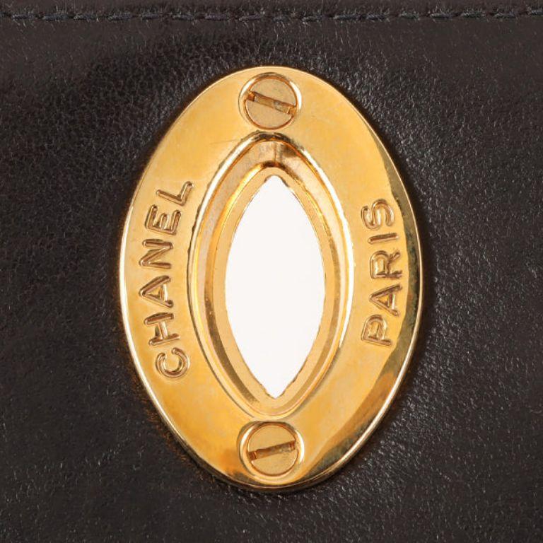 Chanel Around 1995 Made Big CC Mark Plate Square Shoulder Bag Black 14
