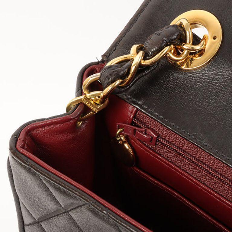 Chanel Around 1995 Made Big CC Mark Plate Square Shoulder Bag Black 15