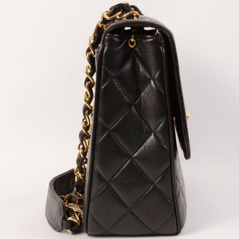 Women's Chanel Around 1995 Made Big CC Mark Plate Square Shoulder Bag Black