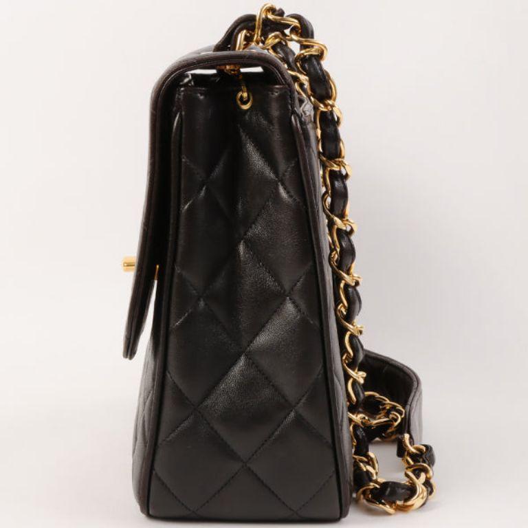 Chanel Around 1995 Made Big CC Mark Plate Square Shoulder Bag Black 1