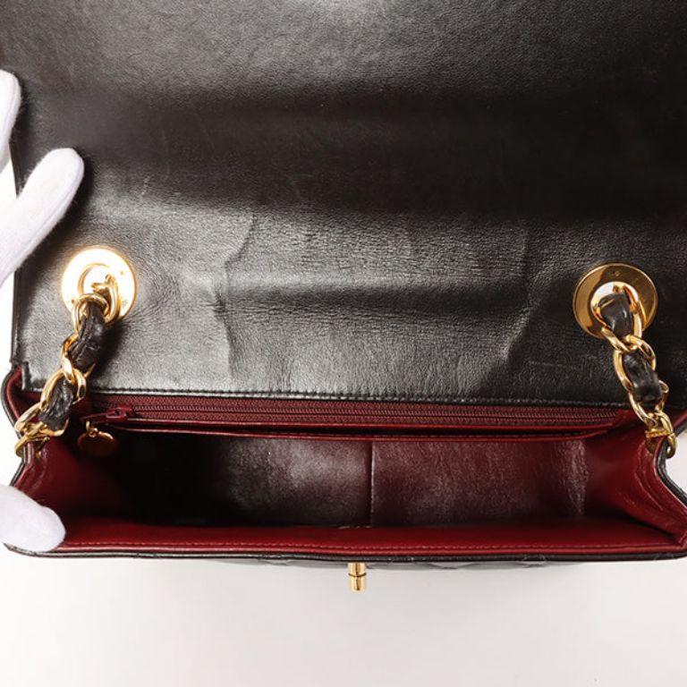 Chanel Around 1995 Made Big CC Mark Plate Square Shoulder Bag Black 2