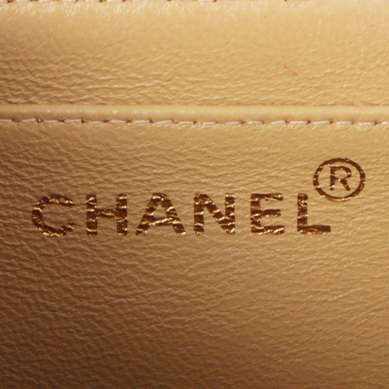 Chanel Around 1995 Made Canvas Logo Print Classic Flap Chain Bag Maxi Beige For Sale 3