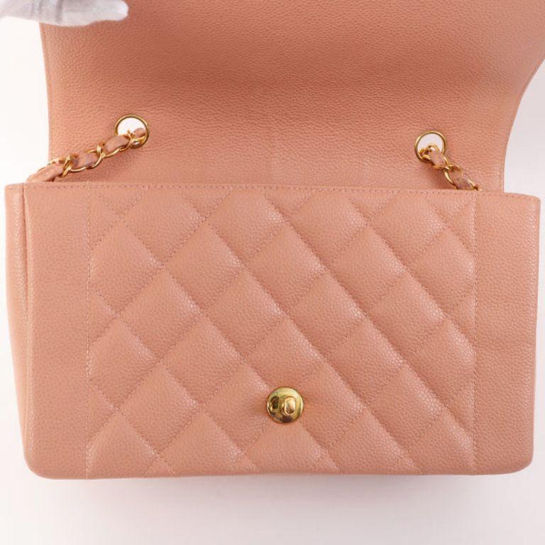 Chanel Around 1995 Made Caviar Skin Diana Flap Chain Bag 25cm Baby Pink For Sale 6