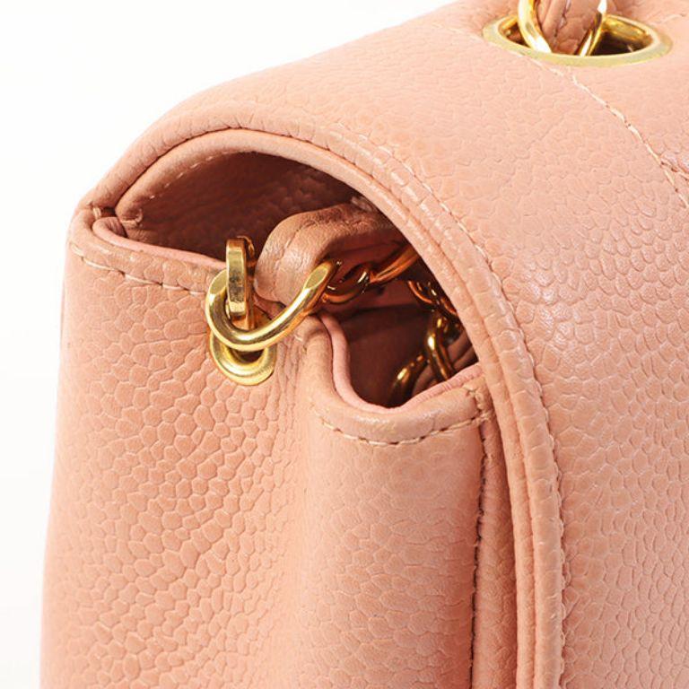 Chanel Around 1995 Made Caviar Skin Diana Flap Chain Bag 25cm Baby Pink For Sale 1