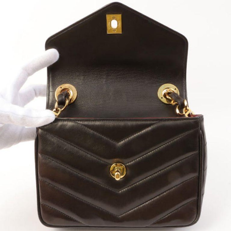 Chanel V Stitch Shoulder Bag Black Lambskin 97464