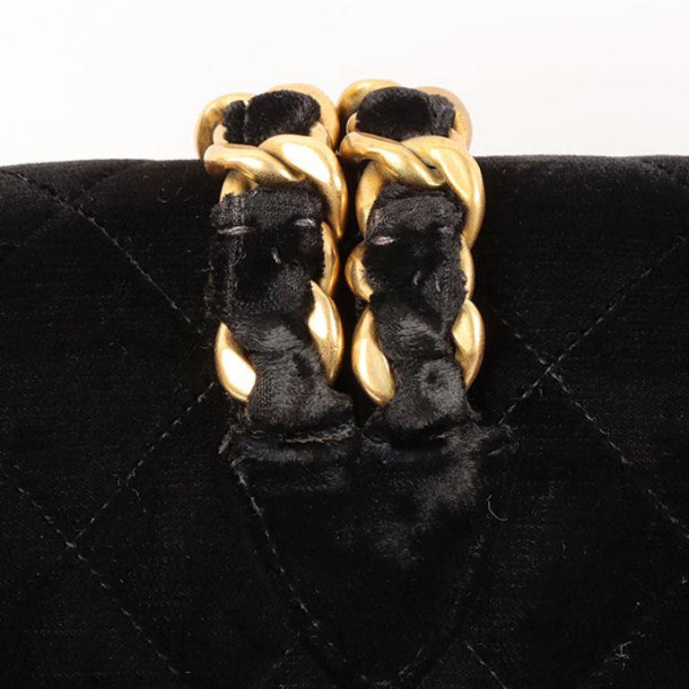 Chanel Around 1995 Made Double Turn-Lock Velour Backpack Mini Black For Sale 8