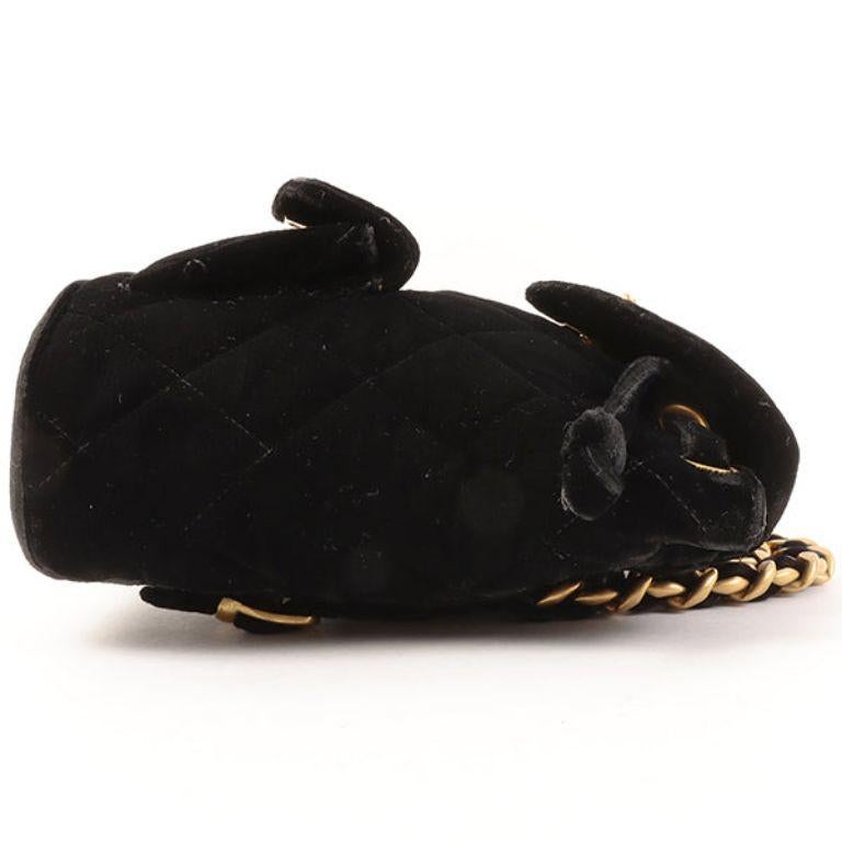 Women's Chanel Around 1995 Made Double Turn-Lock Velour Backpack Mini Black For Sale
