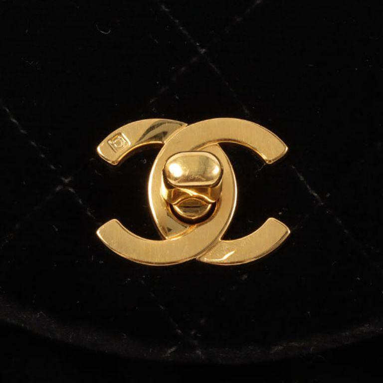 Chanel Around 1995 Made Double Turn-Lock Velour Backpack Mini Black For Sale 4