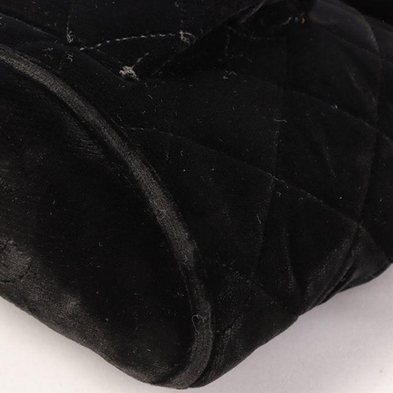 Chanel Around 1995 Made Double Turn-Lock Velour Backpack Mini Black For Sale 5