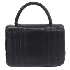 Chanel Around 1995 Made Mademoiselle Stitch Turn-Lock Top Handle Bag Black