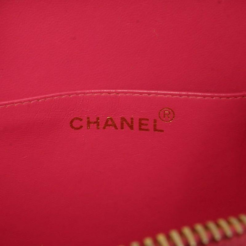 Chanel Around 1995 Made Patent Round Design Cc Mark Vanity Pouch Fuchsia Pink 3