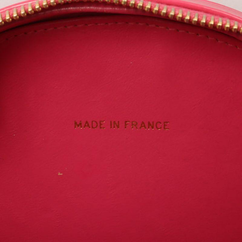 Chanel Around 1995 Made Patent Round Design Cc Mark Vanity Pouch Fuchsia Pink 4