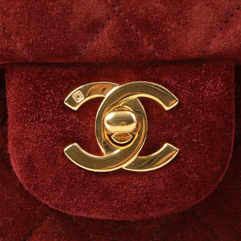 Chanel Around 1995 Made Suede Classic Flap Chain Bag 23Cm Red 6