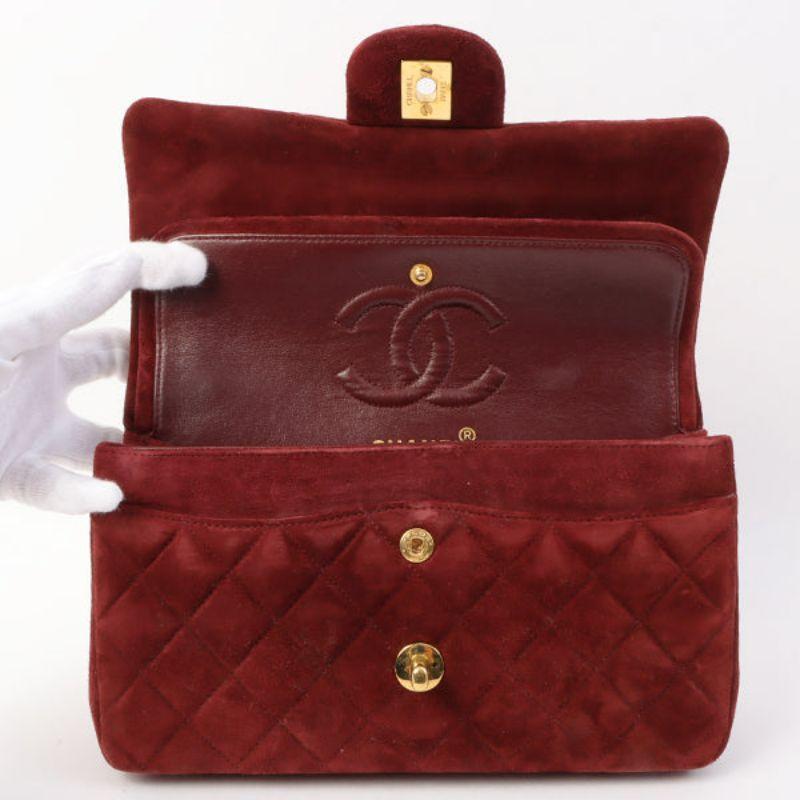 Chanel Around 1995 Made Suede Classic Flap Chain Bag 23Cm Red 9