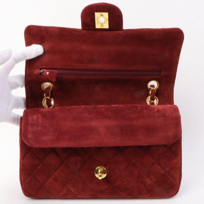 Chanel Around 1995 Made Suede Classic Flap Chain Bag 23Cm Red 10